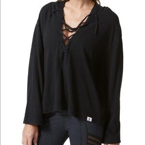 NWT Vimmia black Lace up Front Hoodie size small
